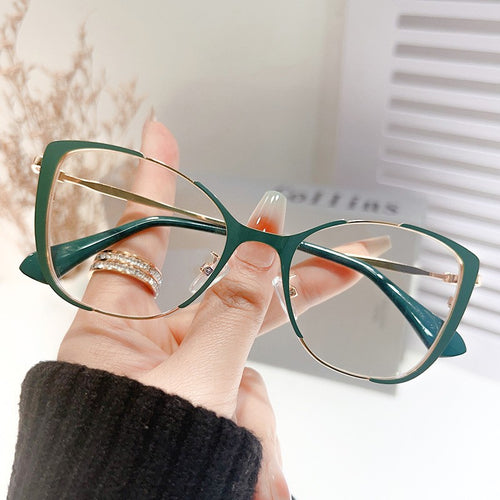 47Aria - Vintage Cat-Eye Blue Light Blocking Glasses, Lightweight Metal Frame