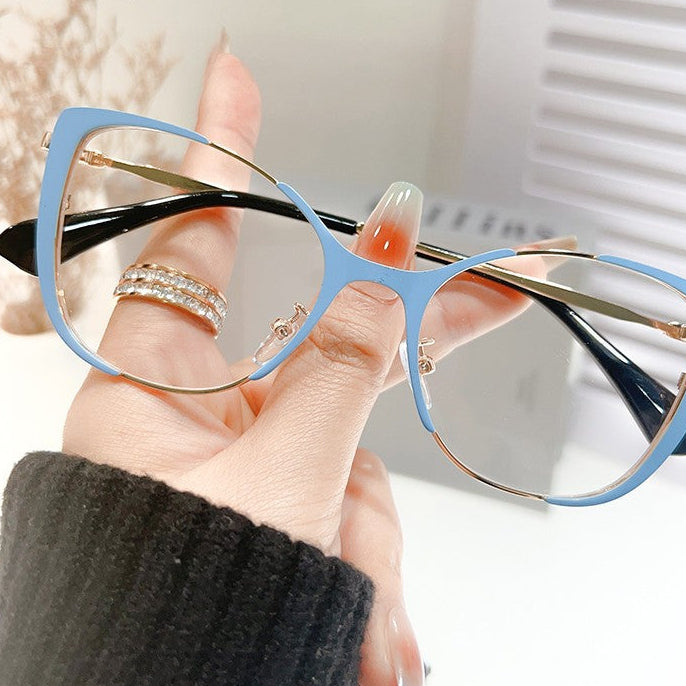 47Aria - Vintage Cat-Eye Blue Light Blocking Glasses, Lightweight Metal Frame
