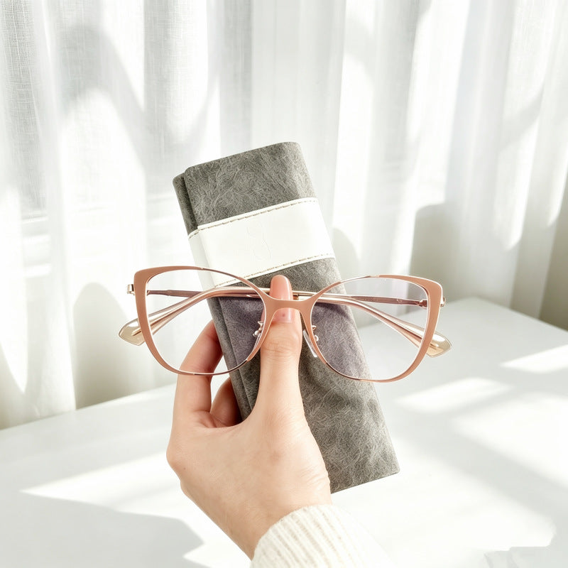 47Aria - Vintage Cat-Eye Blue Light Blocking Glasses, Lightweight Metal Frame